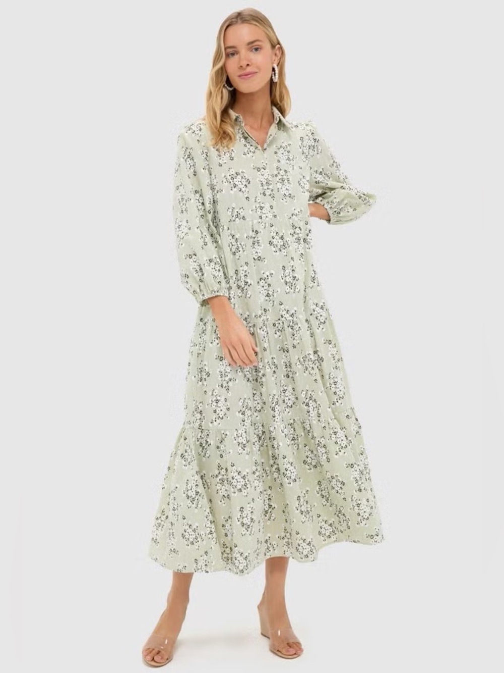 Tuckernuck Dress Pomander Place Green Ditsy Floral Mabel Maxi Dress Size L NWT